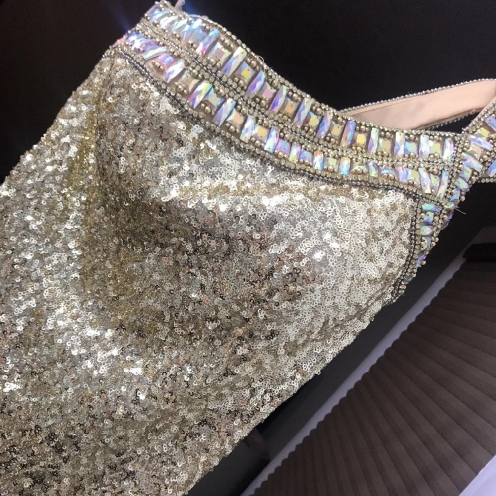 La Femme gold Sequin Prom Dress - Picture 4 of 5